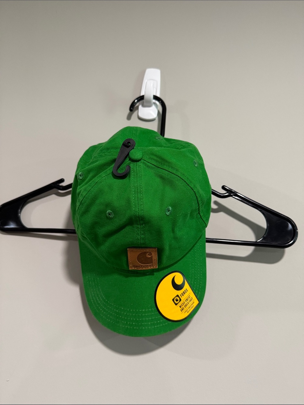 Carhartt Green Cotton Snapback Hat with Leather Logo Patch